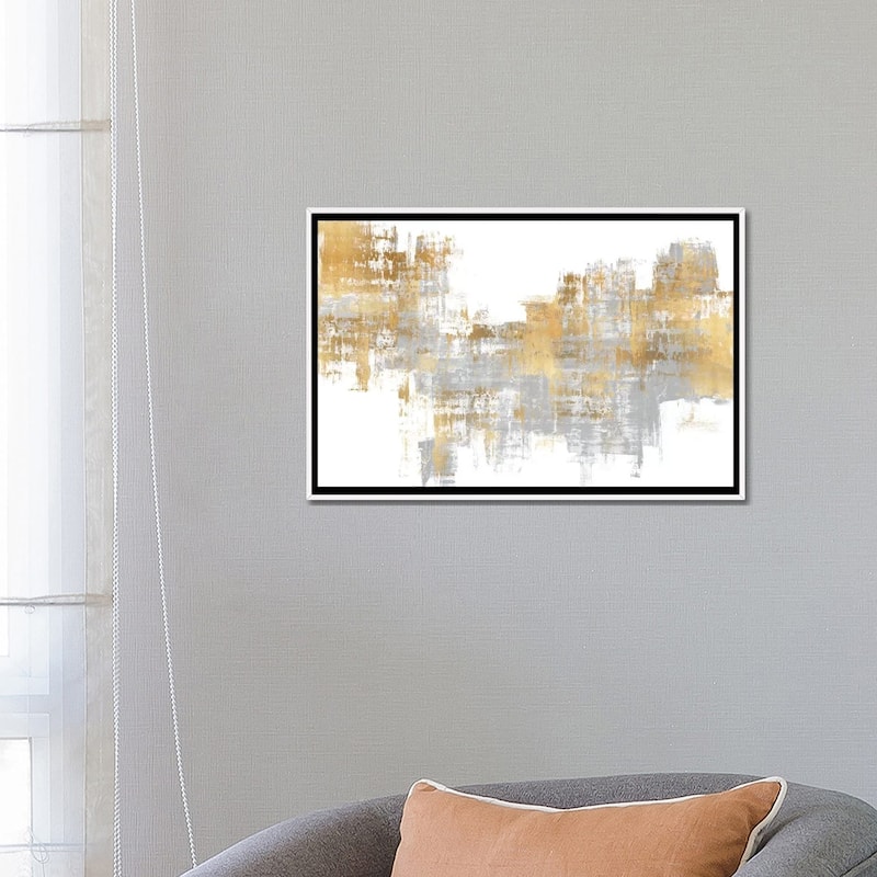 iCanvas "Dynamic Gold on Grey I" by Alex Wise Framed Canvas Print