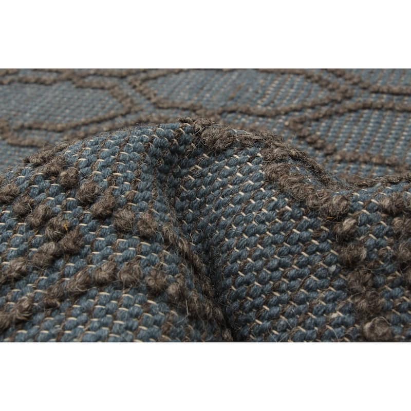 ECARPETGALLERY Braid weave Sienna Blue Wool Rug - 5'1 x 7'3
