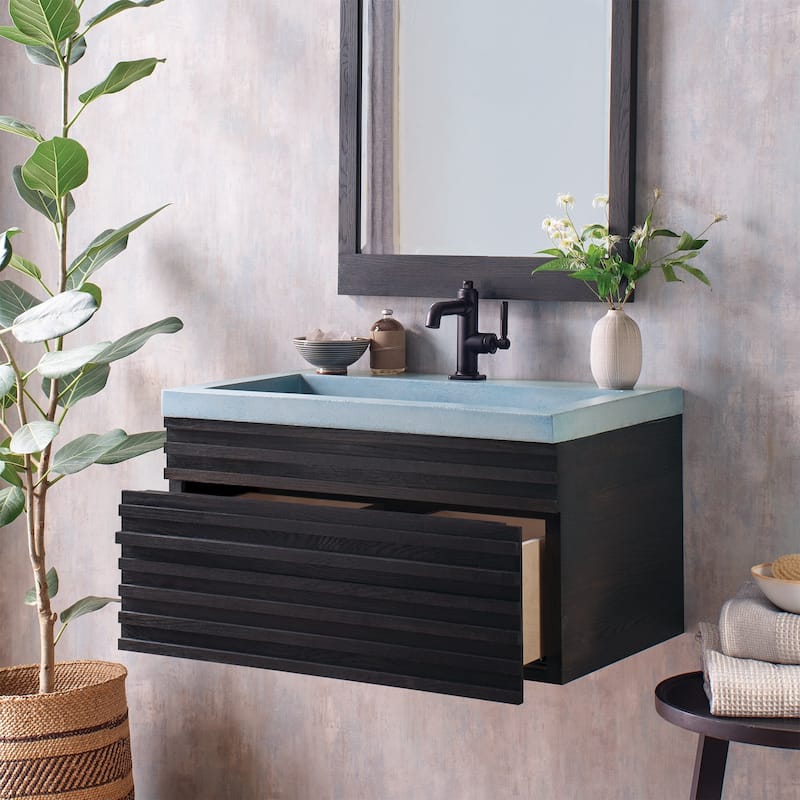 Winemaker Reclaimed Wood Wall Mounted Floating Single Bathroom Vanity (Base Only) - 30"
