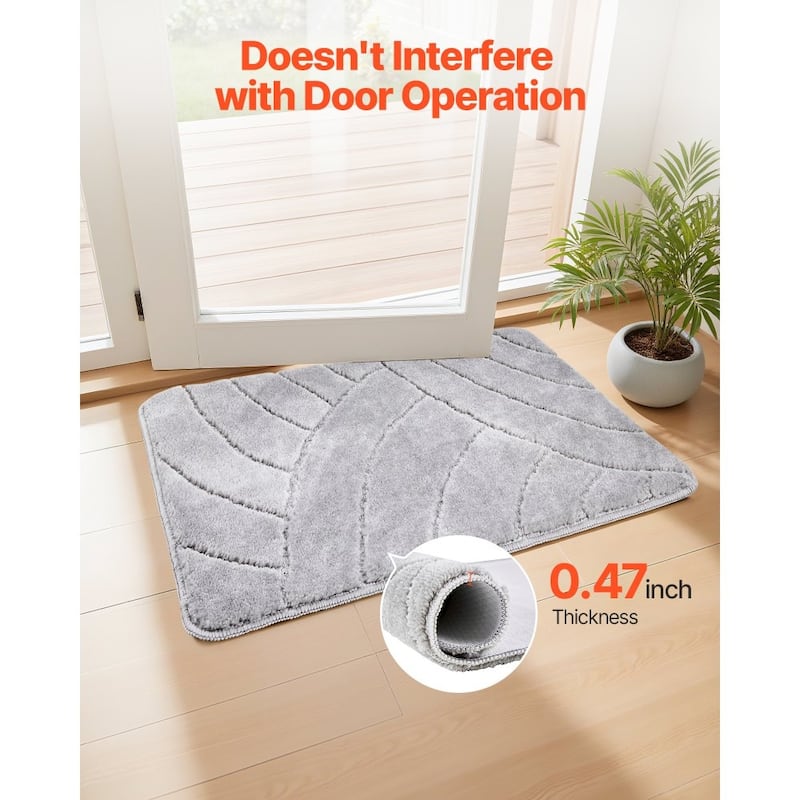 Grey Indoor Door Mat Polyester Rubber Non-Slip Absorbent 35x24in - 35.83 x 24.02 x 0.47 in