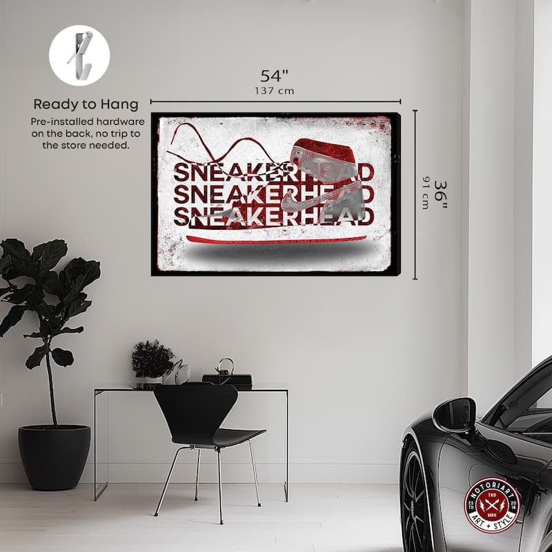 Notoriart Sneakerhead Red Gallery Wrapped Sneaker 1 Piece Canvas Wall Art