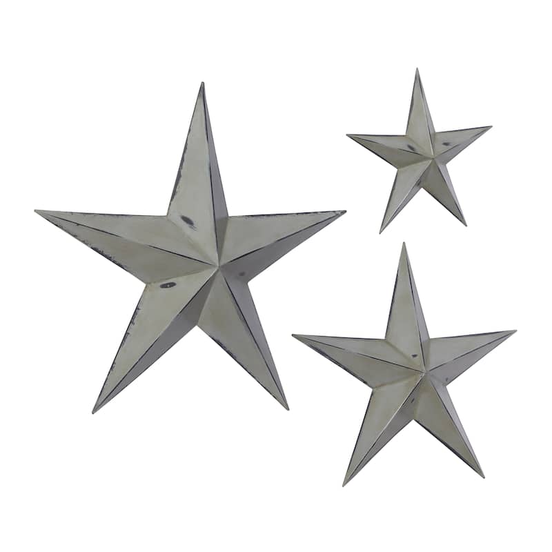 Metal Star Indoor Outdoor Home Wall Decor - Set of 3 Light Brown - Roche River Decor