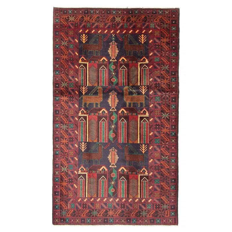 ECARPETGALLERY Hand-knotted Teimani Navy Wool Rug - 3'9 x 6'8 - 3'9 x 6'8 - Navy