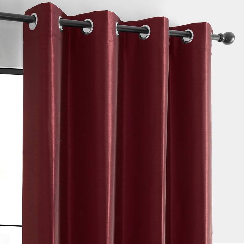 Exclusive Fabrics Textured Dupioni Faux Silk 108-inch Blackout Grommet Curtain (1 Panel) - 50 x 108