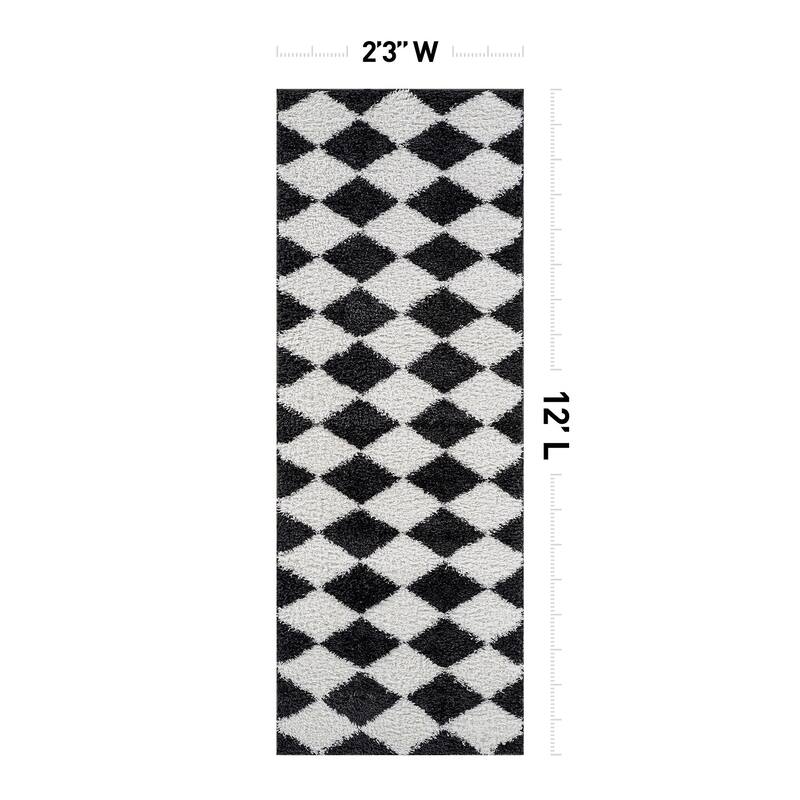 Diamond Wave Shag Rug - Cozy Feel for Living Room, Bedroom, or Entryway - Anthracite Dark Gray - Medium Pile