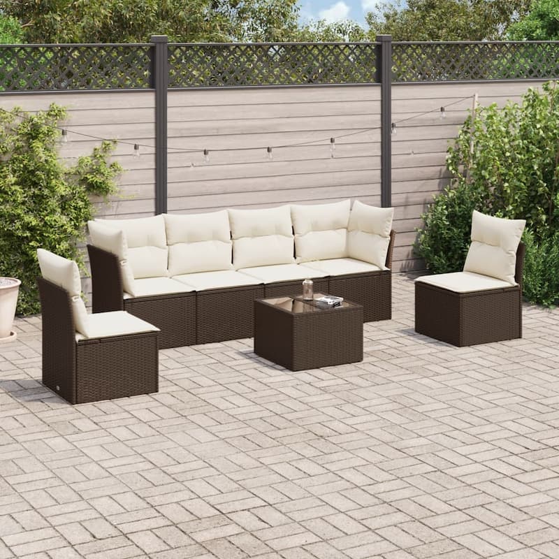 vidaXL Garden Sofa Set Brown PE Rattan Large Modular Garden Sofa Set - 21.7 x 21.7 x 14.6