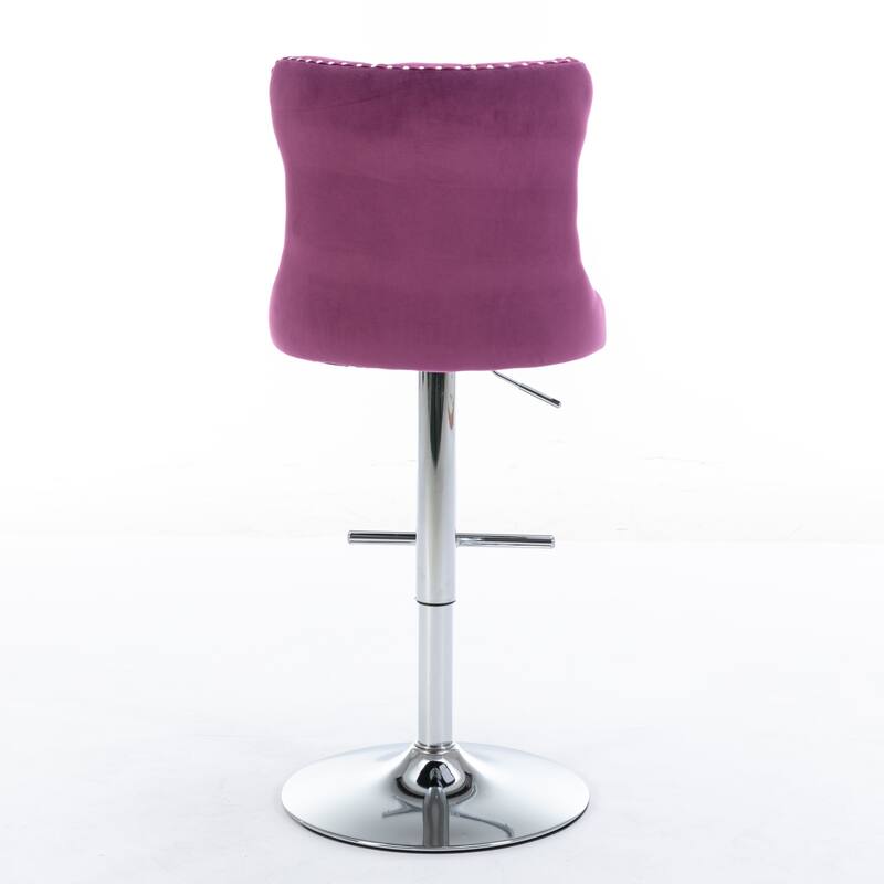 360° Swivel Bar Stools Set of 2, 25'' Velvet Upholstered Button Tufted Bar Stools with Back for Home Pub and Kitchen Island