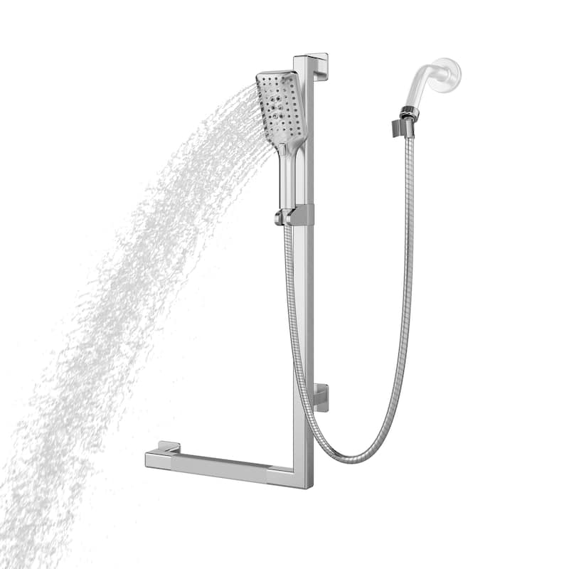 Seville Slide Bar ADA Compliant 500 lb Weight Capacity Slide Bar with Multi-function Handshower Right Polished Stainless Steel