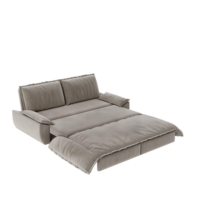 73" Queen Convertible Sleeper Sofa, 3-in-1 Pull Out Sofa Bed, Velvet Upholstery, Space-Saving Loveseat for Small Spaces