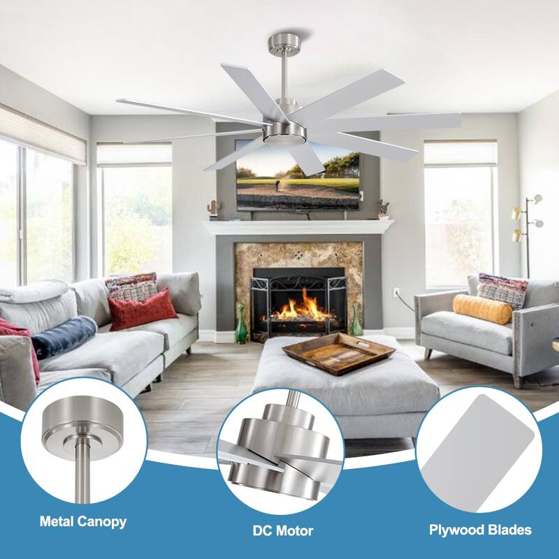 MLiAN 60 in. 8-Plywood Blades Indoor Ceiling Fan With Remote...