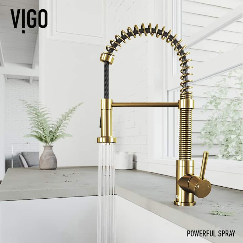 VIGO Edison 19" H Single Handle Pull-Down Sprayer Kitchen Faucet
