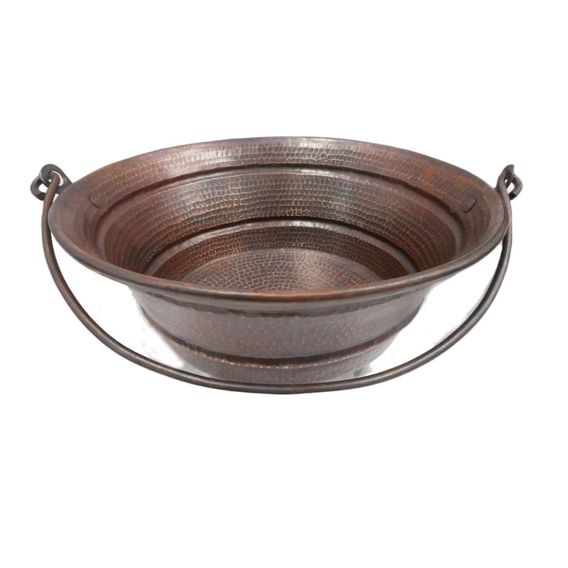 15" Round Copper Vessel Bathroom Bucket Sink in Brushed Sedona by SimplyCopper - 15" x 15" x 6"