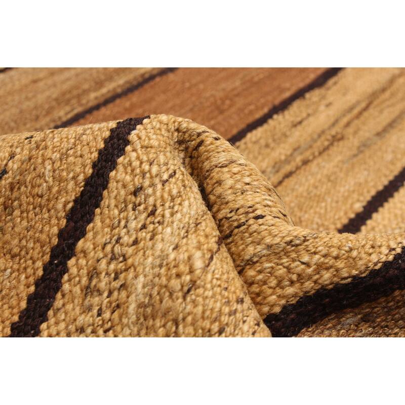 ECARPETGALLERY Flat-Weave Boho Tan Wool Kilim - 6'5 x 9'10