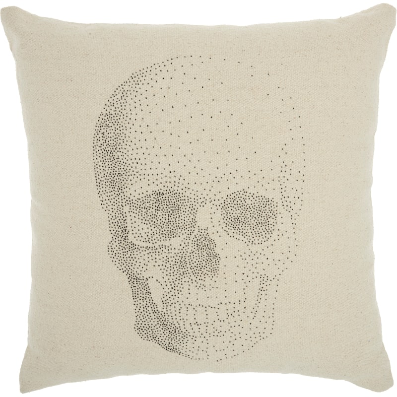 Mina Victory Printed Skull Throw Pillow - Polyester - Accent - 20" x 20" - Beige - Single