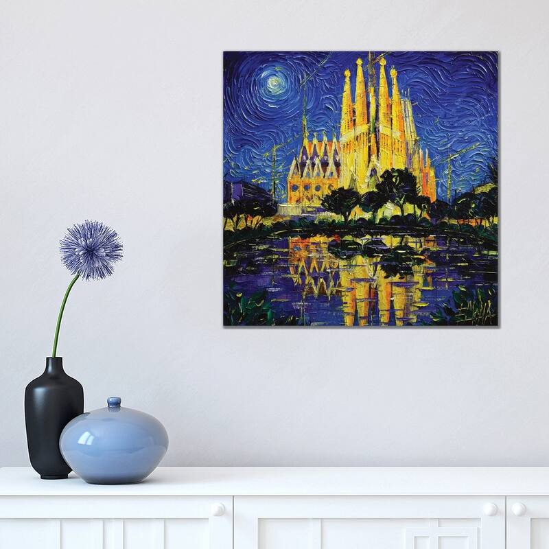 iCanvas "Sagrada Familia Barcelona Mirrored" by Mona Edulesco Canvas Print - 18x18x1.5