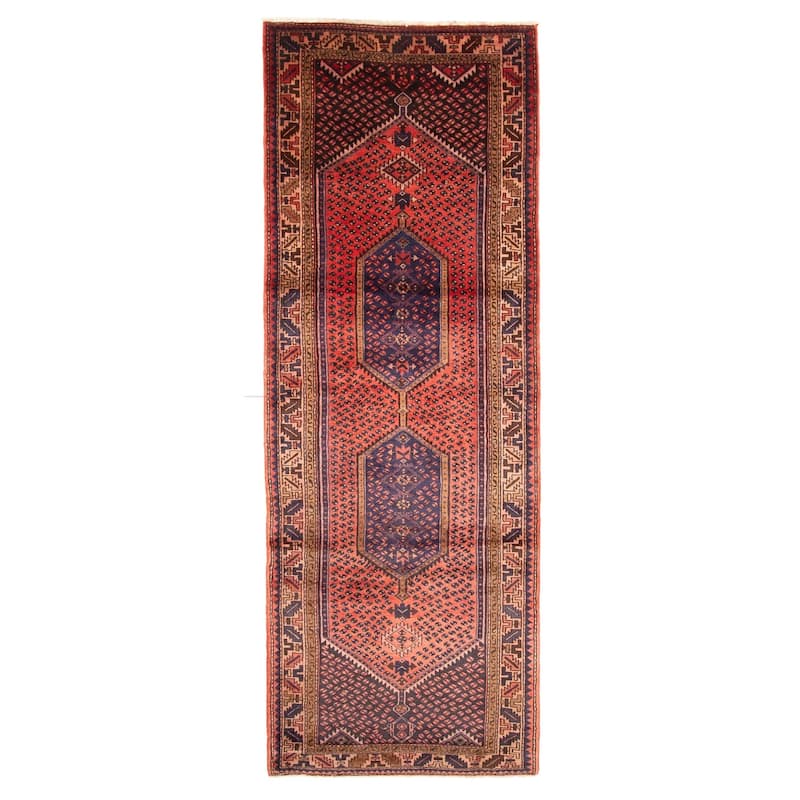ECARPETGALLERY Hand-knotted Andelz Red Wool Rug - 3'5 x 9'10