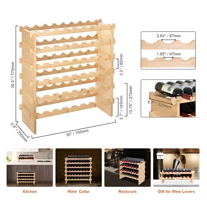 Natural Wicker Wine Rack, Stackable, Sturdy and Easy Assembly