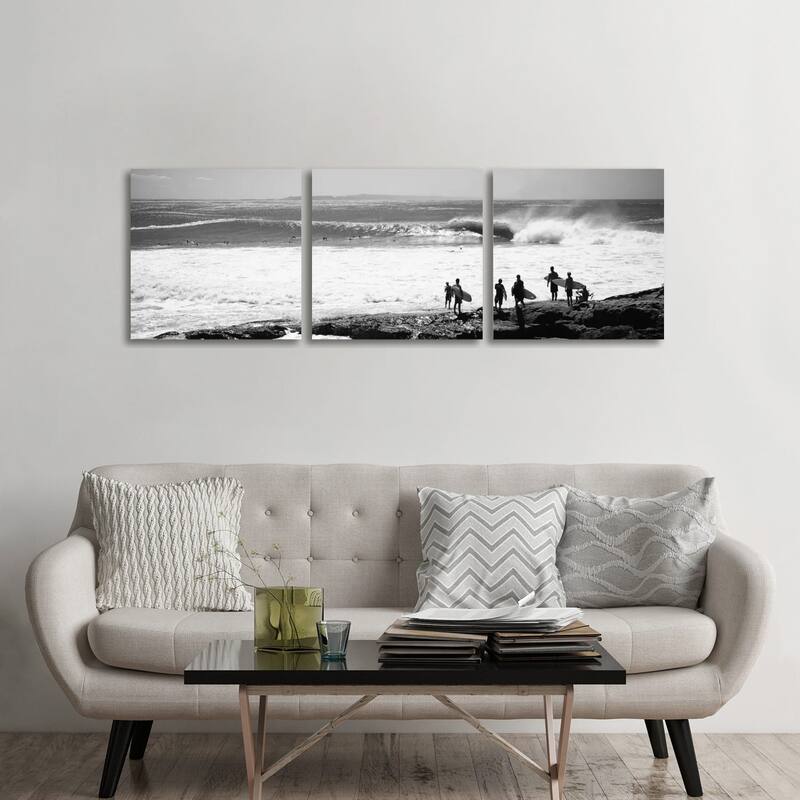 iCanvas "Silhouette of surfers standing on the beach, Australia" by Panoramic Images 3-Piece Canvas Wall Art Set - 24x72x1.5