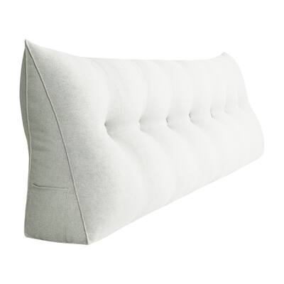WOWMAX Bed Rest Wedge Back Reading Pillow Headboard Ivory King Size