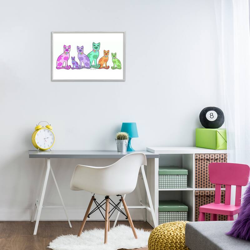 Stupell Funky Whimsical Cats Framed Giclee Art Design By Katie Conley