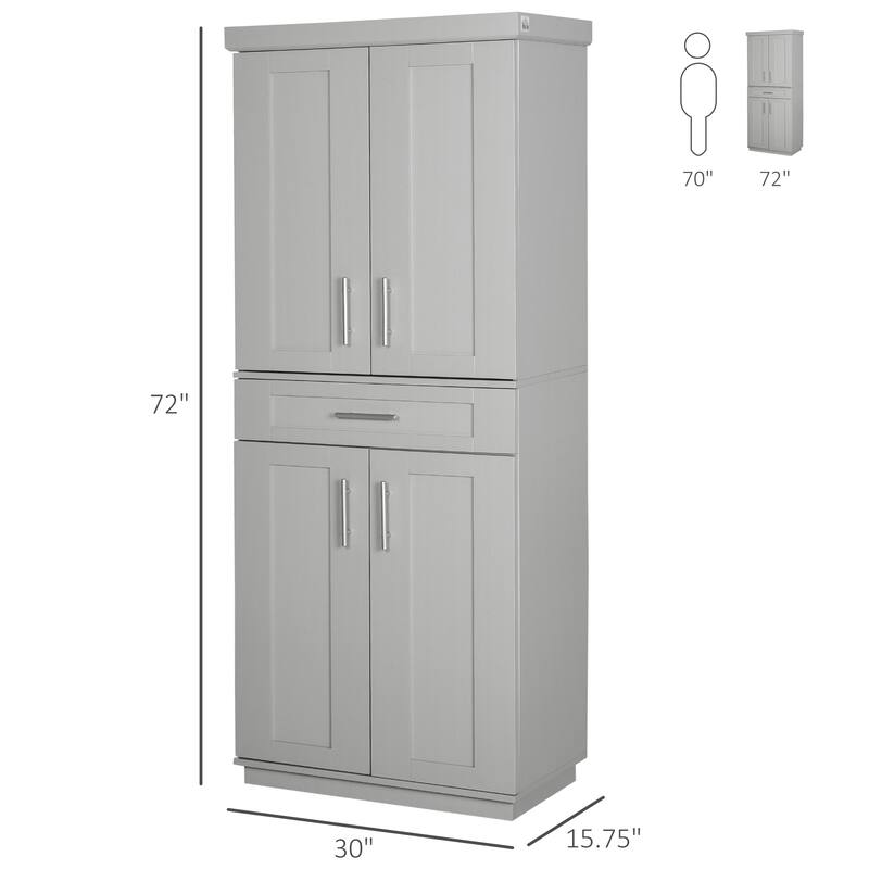 HOMCOM Modern Kitchen Pantry Freestanding Cabinet Cupboard - 30" W x 15.75" D x 72" H