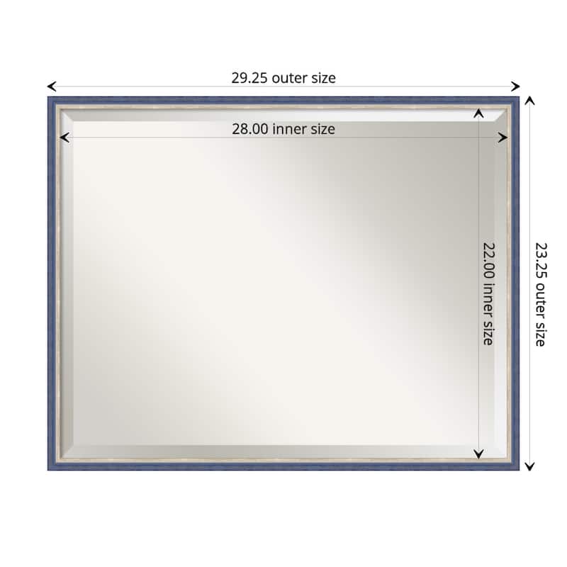 Theo Narrow Beveled Wood Framed Bathroom Vanity Wall Mirror - Theo Blue Narrow - Glass Size 28x22