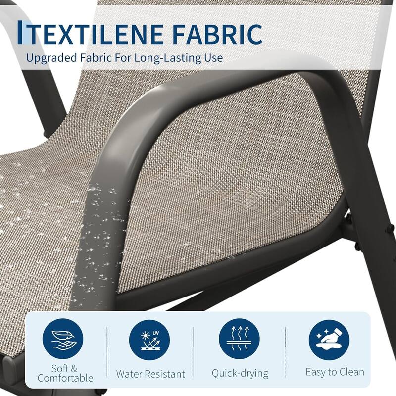 6-Pack Outdoor Stackable Dining Chairs High-Back Textilene Fabric Chairs