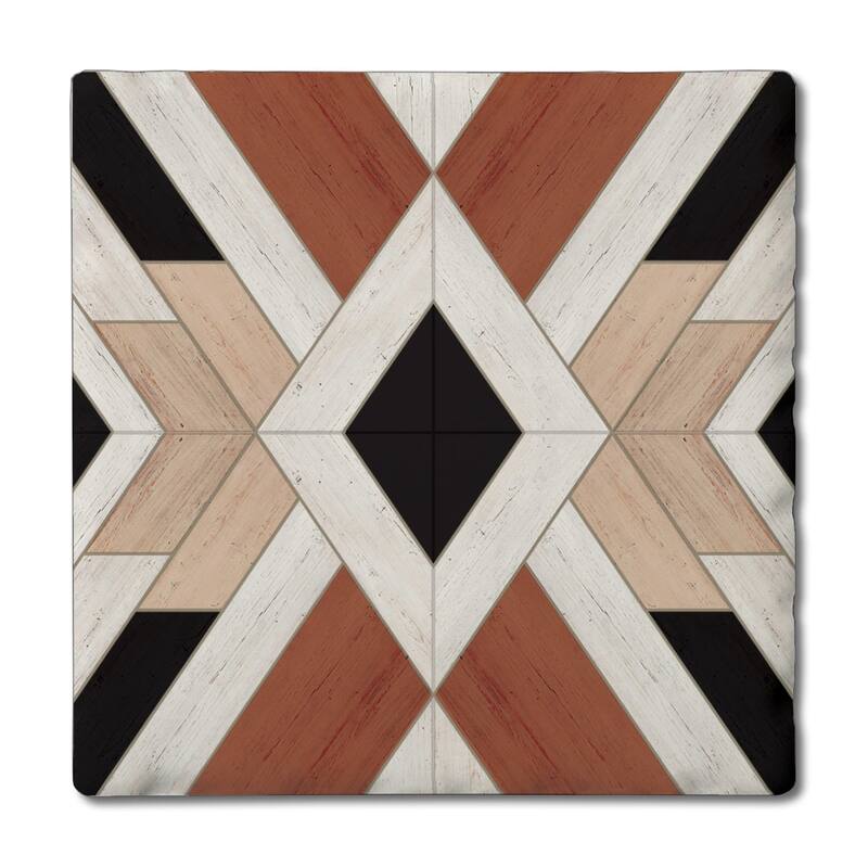 Aztec Wood 4 Pack Absorbent Stone Coasters with Cork Backing 4" Square Made in The USA Absorbent Wipes Clean - Multi
