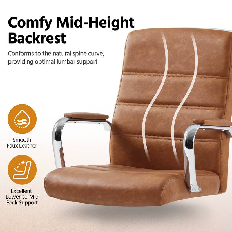 Yaheetech Adjustable Mid-Back Faux Leather Swivel Office Chair
