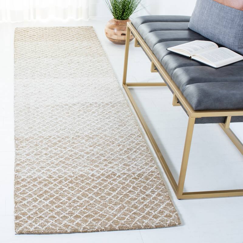 SAFAVIEH Handmade Micro-Loop Louwra Wool Rug - 2'3" x 9' Runner - Beige/Ivory