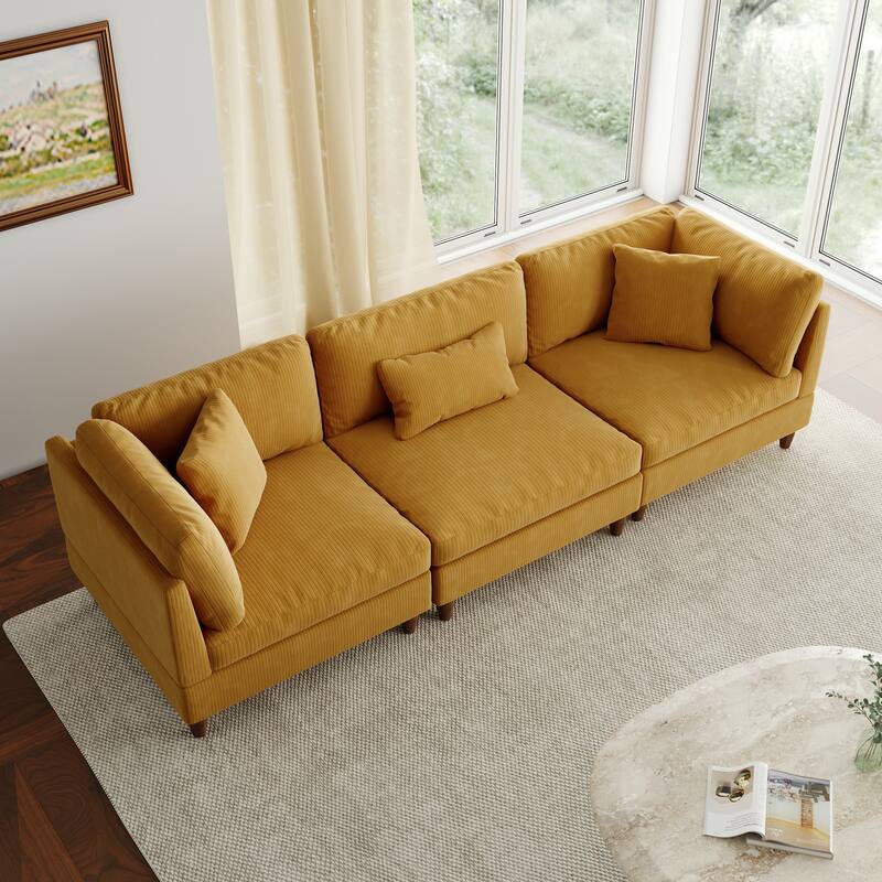 Jannae 112.12'' Upholstered Corduroy Sofa