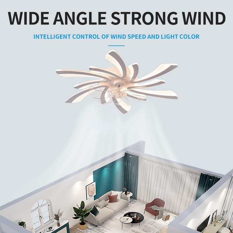 31" Oaks Aura Modern Flush Mount Ceiling Fan with Lights, 12in. Fan Blade 6-Speed Fan Light With Remote Control