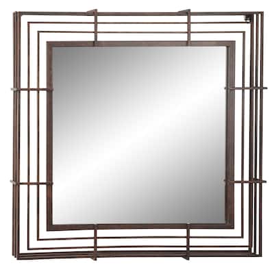 Metal Wall Mirror - Brown - Roche River Decor