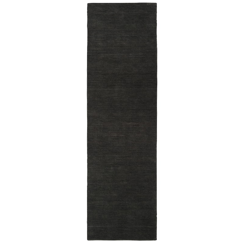 SAFAVIEH Handmade Himalaya Palm Border Modern Wool Rug - 2'3" x 8' Runner - Charcoal