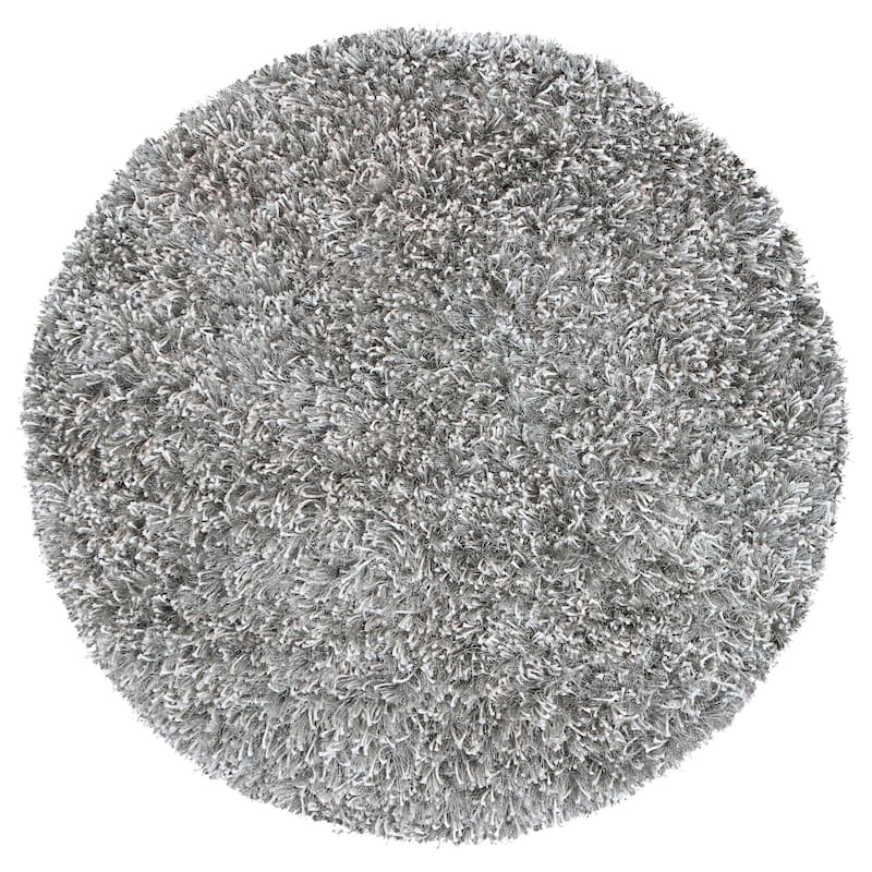Alora Decor Pearl Contemporary Solid Gray Polyester/Lurex Area Rug. - 3' Round - Light Gray
