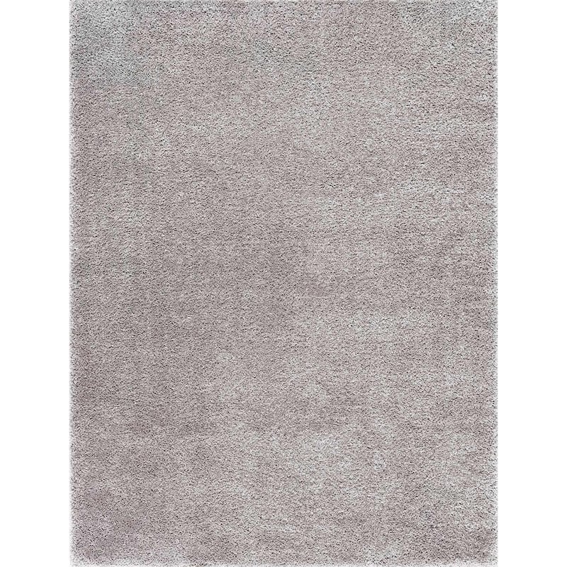 Hauteloom Heavenly Solid Shag Shaggy High Pile Area Rug - 2' x 3' - Beige/Grey,Light Grey