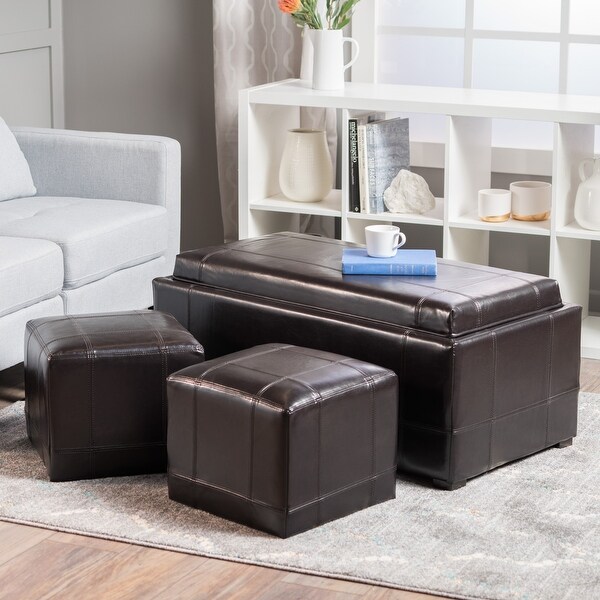 Large leather footstools sale