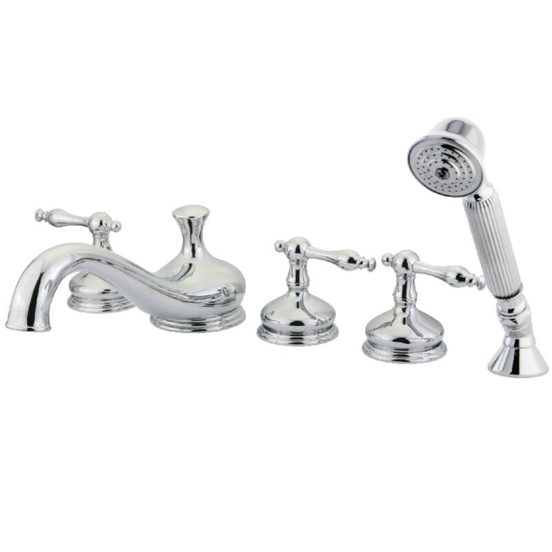 Kingston Brass Restoration Widespread Deck Mounted Roman Tub Filler - Polished Chrome