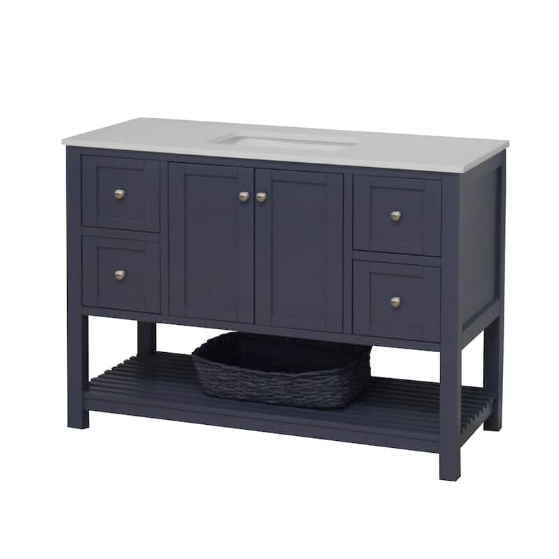 KitchenBathCollection Lakeshore 48" Bathroom Vanity with Engineered White Top