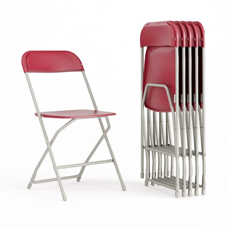 Plastic Folding Chair - 6 Pack 650LB Weight Capacity - Event Chair - 17.5"W x 18"D x 31.5"H - Red