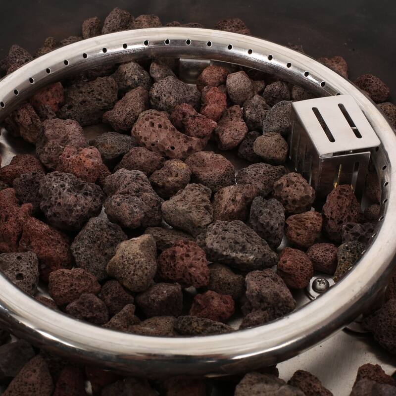 Roomfitters Outdoor Square Propane Fire Pit Table, 31'' WPC Base Gas Fireplace with 40,000 BTU Burner and Lava Rocks