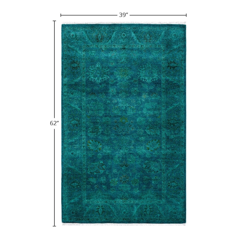 Contemporary Overdyed Wool Hand Knotted Area Rug - 3' 3" x 5' 2"