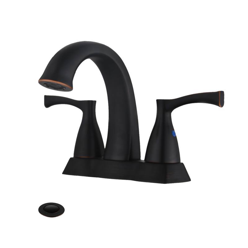Proox Lead-Free Modern Double Handle Centerset Bathroom Faucet w/ Pop Up Drain Assembly