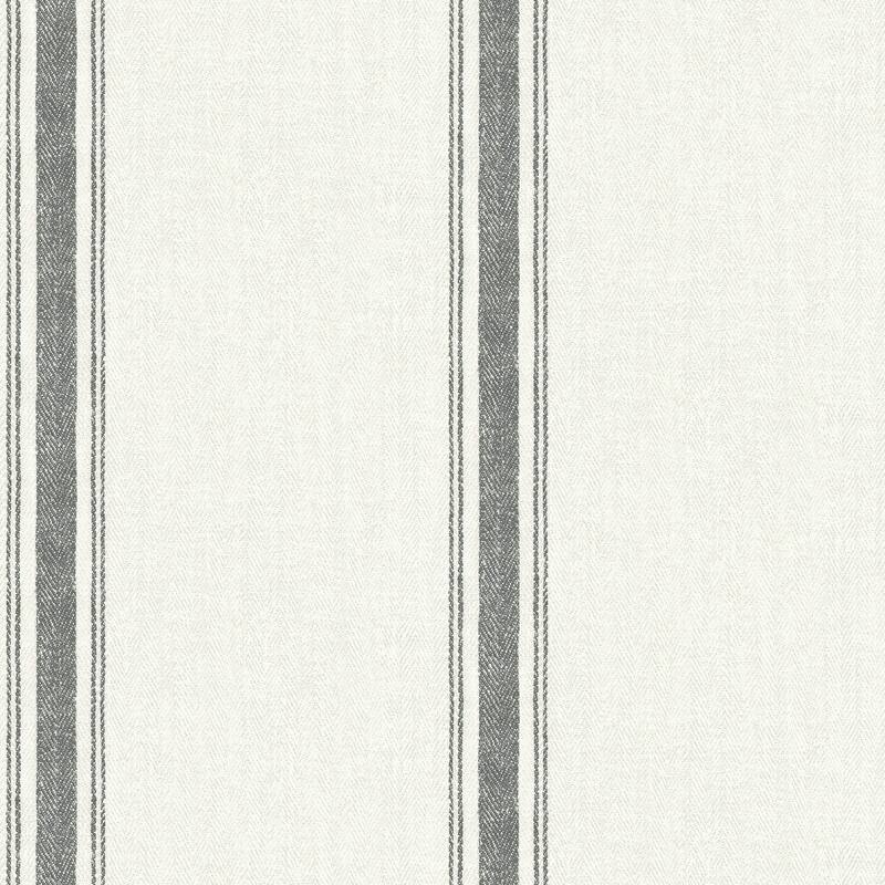Chesapeake Linette Black Fabric Stripe Wallpaper - 20.5in x 396in x 0.025in