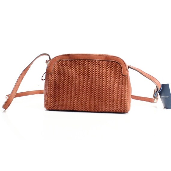 Cole Haan New Brown Acorn Leather Leesa Weave Crossbody Bag Cole Haan New Brown Acorn Leather Leesa Weave Crossbody Bag Purse