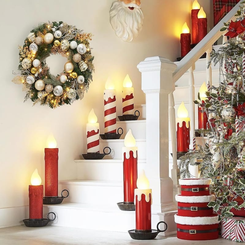24 Inch Lighted Christmas Wreath for Front Door Decor - N/A