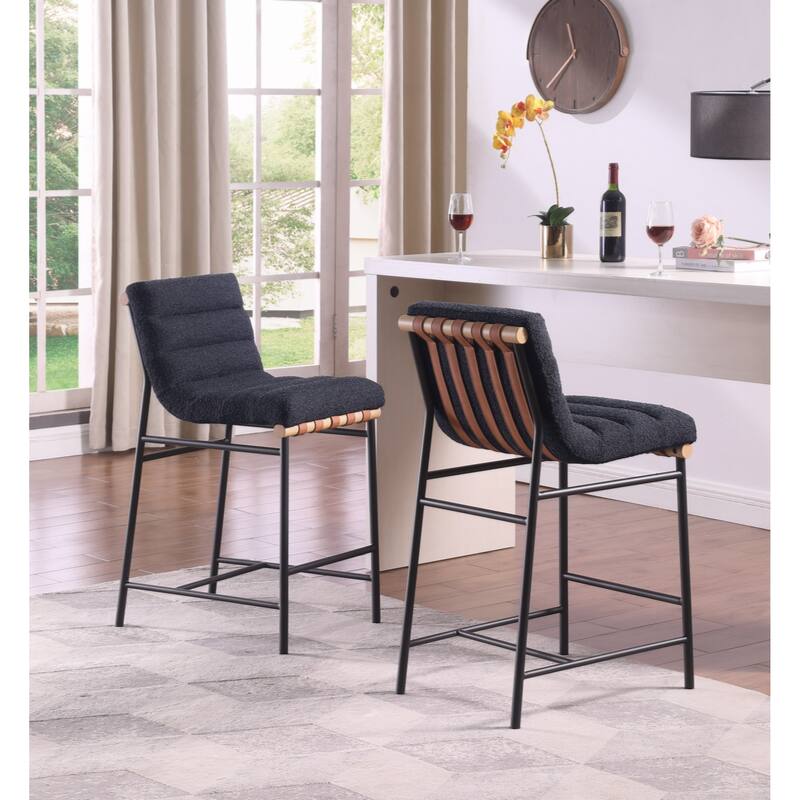 17.75" Black Boucle Fabric Counter Height Chair - Black