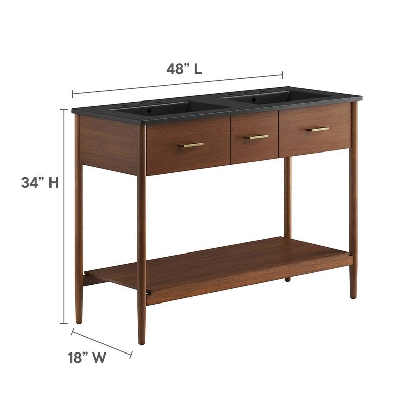Zaire 18"/24"/30"/36"/48" Bathroom Vanity with Black Sink Top