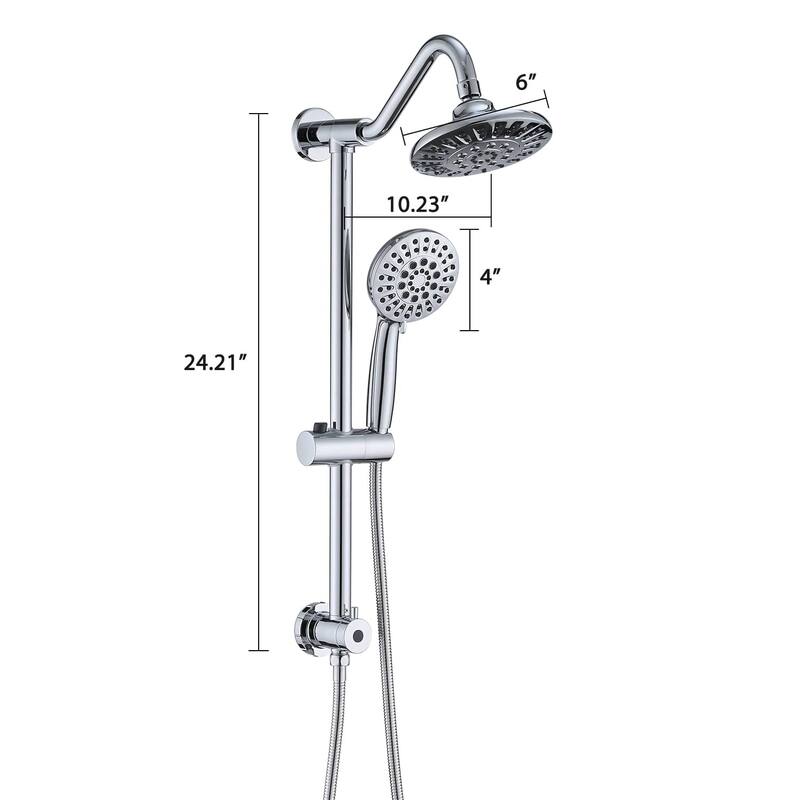 Wall Mounted Shower Faucet With Handheld Shower 6 Inch Rain Shower Head Combo Set Shower System With Slide Bar, NO VALVE