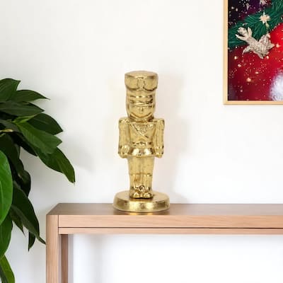 HomeRoots 6" Gold Cast Iron Christmas Nutcracker Figurine - 2.25 in. x 5.50 in. x 2.25 in.